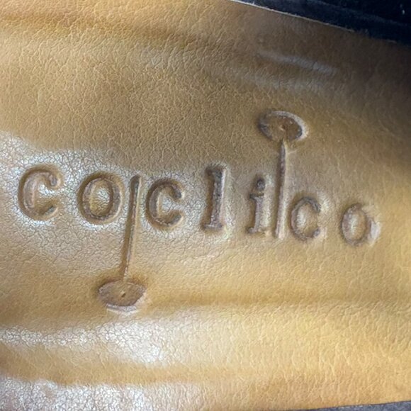 Coclico Fabiana Black Leather Cone Wooden Heel Zip Sandals - Picture 2 of 13